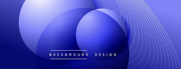 Gradient circles with shadows. Vector techno abstract background. Modern overlapping forms wallpaper background, design template