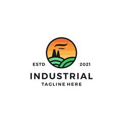 industrial landscape logo design vector illustration