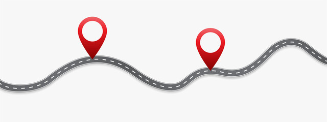 Asphalt road with pin on it. illustration.