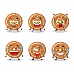 Cartoon character of gingerbread round with smile expression