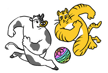 2021　New Years card [tiger　＆　cow]
年賀状