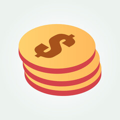 Chile currency symbol coin isometric vector illustration design