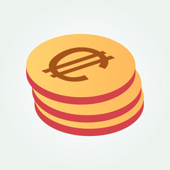 Costa Rica currency symbol coin isometric vector illustration design