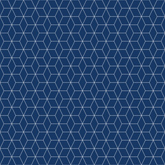 Fototapeta na wymiar Seamless vector pattern. Geometric blue tiles with diamond shapes. Minimal and modern grid texture.