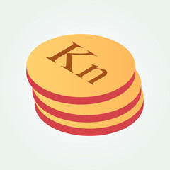 Croatia currency symbol coin isometric vector illustration design