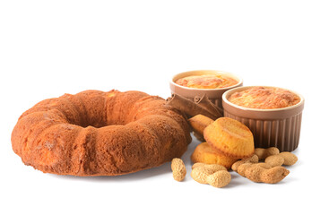 Traditional food for Festa Junina (June Festival) on white background