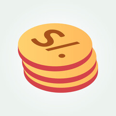  Peru currency symbol coin isometric vector illustration design