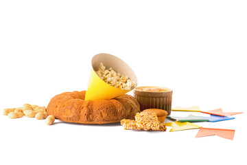 Traditional food for Festa Junina (June Festival) on white background