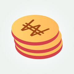 South Korea currency symbol coin isometric vector illustration design