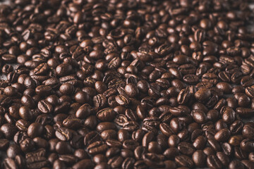 Coffee beans with textured background stock image.