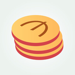  Turkmenistan currency symbol coin isometric vector illustration design