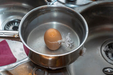Egg cracked during boiling