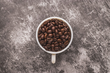 Coffee beans with textured background stock image.