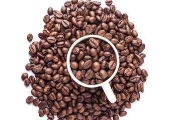 Coffee beans isolated stock image.