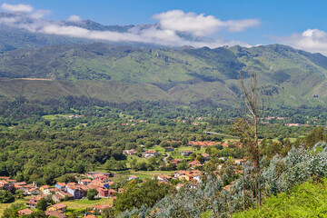 Panoramic view of the municipality of Llanes in the coast of Asturias, Spain