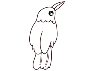 bird vector comic catoon , on white background, animal catoon vecto, hand write and drawing, Coloring exercises for children concept, child meditation concept