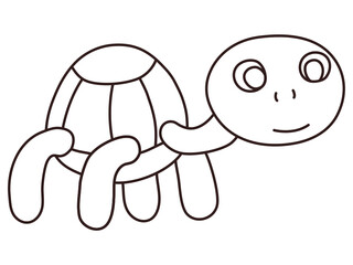 cute turtle brown dog standing on the floor It's a vector image on a white background.