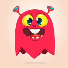 Funny cartoon monster character. Illustration of cute and happy mythical alien creature. Halloween design