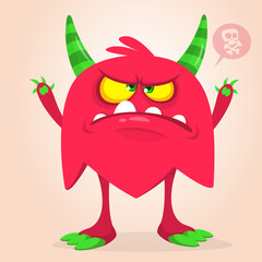 Funny cartoon monster character. Illustration of cute and happy mythical alien creature. Halloween design