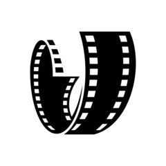 Fototapeta premium Curved film strip, element for cinema design. Movie and video symbol.