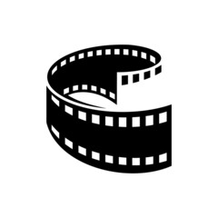 Fototapeta na wymiar Curved film strip, element for cinema design. Movie and video symbol.