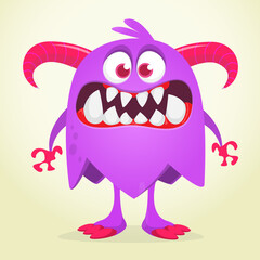 Funny cartoon monster character. Illustration of cute and happy mythical alien creature. Halloween design