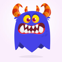 Funny cartoon monster character. Illustration of cute and happy mythical alien creature. Halloween design