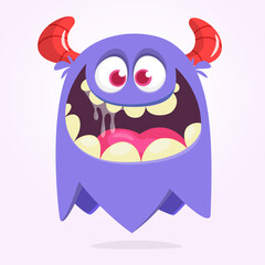 Funny cartoon monster character. Illustration of cute and happy mythical alien creature. Halloween design