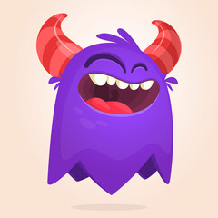 Funny cartoon monster character. Illustration of cute and happy mythical alien creature. Halloween design