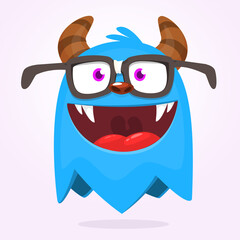 Funny cartoon monster character. Illustration of cute and happy mythical alien creature. Halloween design