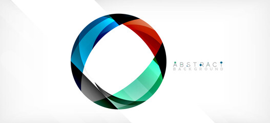 Geometric abstract background. Circle created with overlapping color shapes. Vector Illustration For Wallpaper, Banner, Background, Landing Page