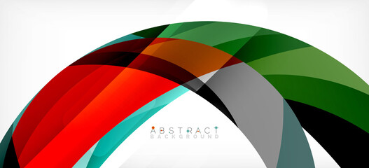 Geometric abstract background. Circle created with overlapping color shapes. Vector Illustration For Wallpaper, Banner, Background, Landing Page