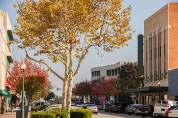 Daytime view of historic downtown Bakersfield, California, USA.