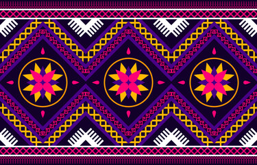 Geometric ethnic oriental ikat seamless pattern traditional design for background,wallpaper,clothing,wrapping,Batik,fabric,Vector illustration.embroidery style.