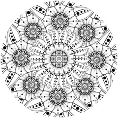 mehndi flower decorative ornament in ethnic oriental style, doodle ornament, outline hand draw.