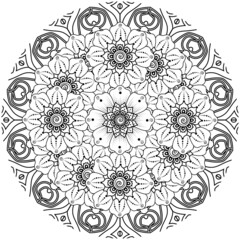 mehndi flower decorative ornament in ethnic oriental style, doodle ornament, outline hand draw.