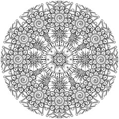 mehndi flower decorative ornament in ethnic oriental style, doodle ornament, outline hand draw.
