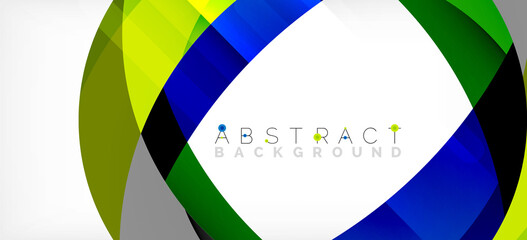 Geometric abstract background. Circle created with overlapping color shapes. Vector Illustration For Wallpaper, Banner, Background, Landing Page