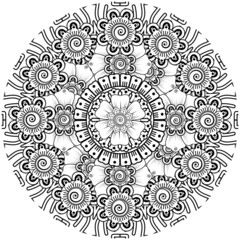 mehndi flower decorative ornament in ethnic oriental style, doodle ornament, outline hand draw.
