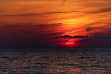 Fototapeta na wymiar Ionian sea during sunset. Corfu island in Greece