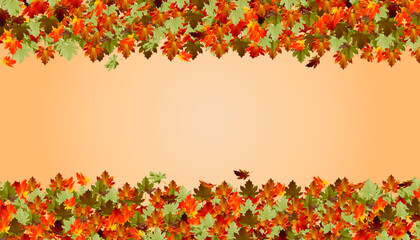 Vector illustration maple leaf in autumn with red, brown, yellow and orange.