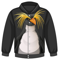 Front of bomber jacket with penguin pattern