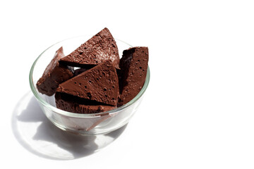Chicken blood tofu on white background.