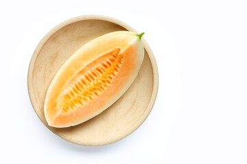 Cantaloupe melon on white background