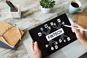 FIntech - Financial technology, internet payment and digital money concept.