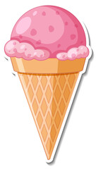 Strawberry ice-creame in the waffle cone sticker