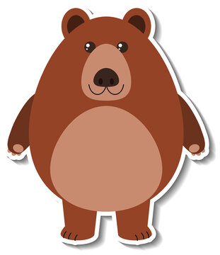A cute grizzly bear cartoon animal sticker