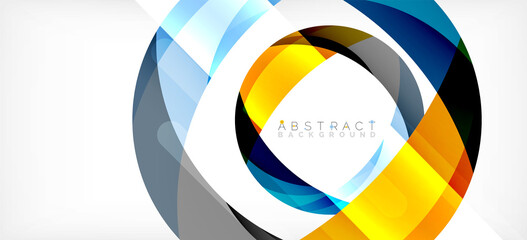 Fototapeta premium Geometric abstract background. Circle created with overlapping color shapes. Vector Illustration For Wallpaper, Banner, Background, Landing Page