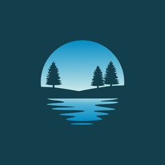 Pine tree silhouette logo design vector illustration	