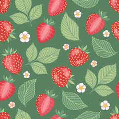 Strawberries seamless pattern background. Strawberry pattern. Vector background.